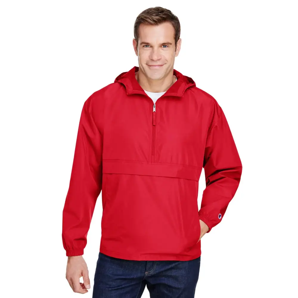 Champion - Packable Quarter-Zip Jacket - CO200 - M - Scarlet - Scarlet / Medium