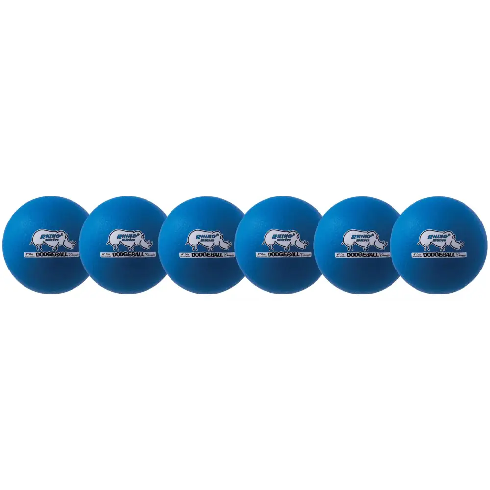 Champion Sports Rhino Skin Dodgeball (Single Neon Red 6’’) - 6.3’’ Set of 6 / Neon Blue