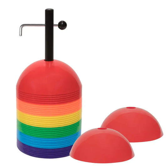 Champion Sports Rigid Dome Cone Sets for Athletics and Social Distancing Assorted Colors - Rigid Dome Cone Set