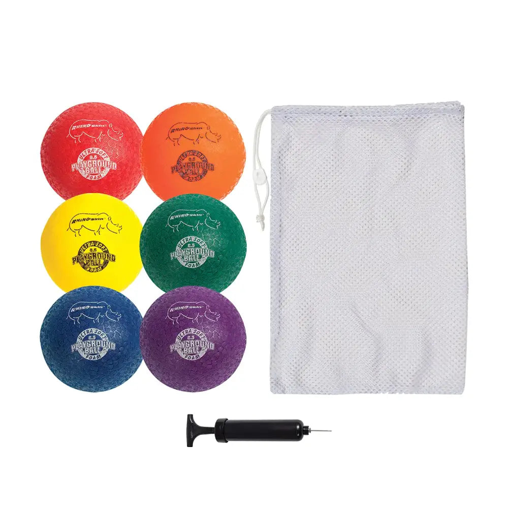 Champion Sports RSPGSET Playground Ball Set Six Large 8.5 Inch Rhino Skin Soft Inflatable Balls - n/a
