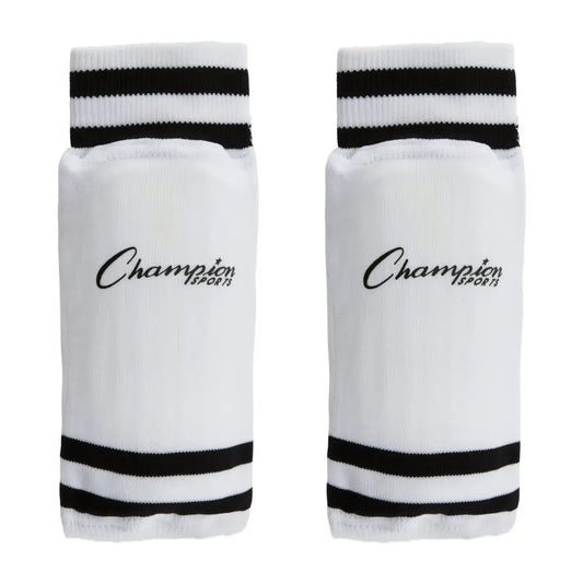 Champion Sports SL6W Youth Sock Style Soccer Shinguards Ages 6 Medium White With Black Stripes - Medium (Ages 6-8)