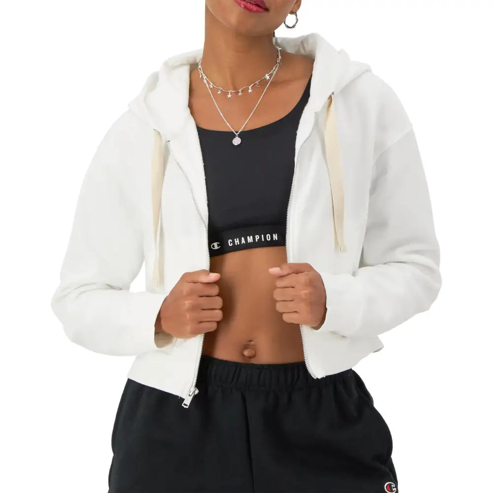 Champion Sweatshirt Zip-Up Hoodie with Vintage Wash for Women Nurture Green XX-Large - White / Medium