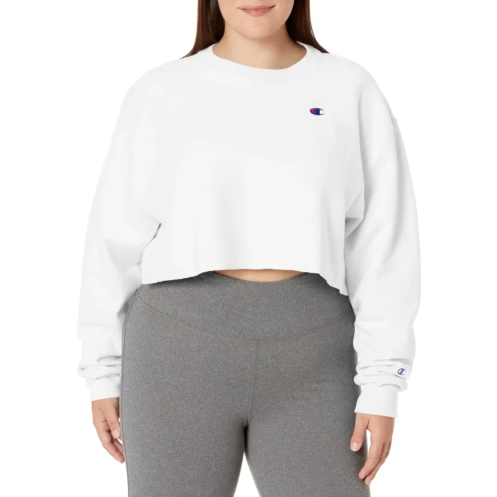 Champion Womens Reverse Weave Cropped Cut Off Crew white S - n/a