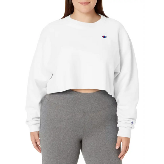 Champion Womens Reverse Weave Cropped Cut Off Crew white S - n/a
