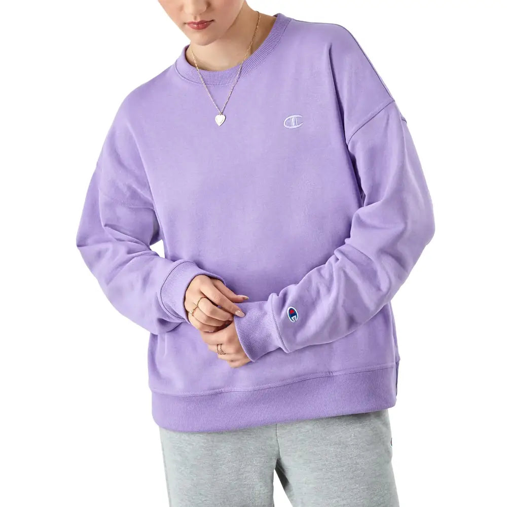 Champion Womens Sweatshirt Powerblend Crewneck Sweatshirt for Women C Logo (Reg. or Plus) - Standard / Lavish Lavender