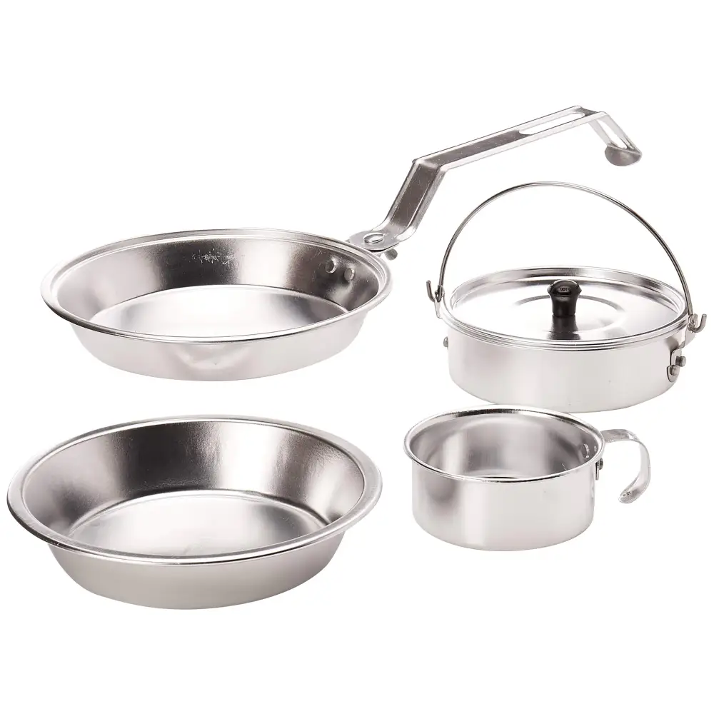 Coleman 5-Piece Outdoor Cooking Set Includes Frying Pan Pot with Lid Plate & Cup Outdoor Aluminum Mess Kit for Camping
