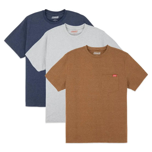 Coleman Mens Workwear Performance Short Sleeve Cotton T-Shirts Multi Color 3-Pack (Cool Grey/Indigo/Copper Large)
