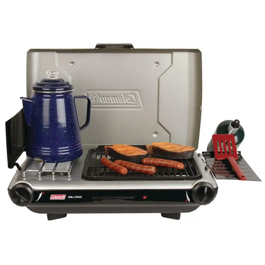 Coleman Tabletop 2-in-1 Grill & Stove with 2 Adjustable Burners Propane Grill/Stove with Push-Button Starter Wind