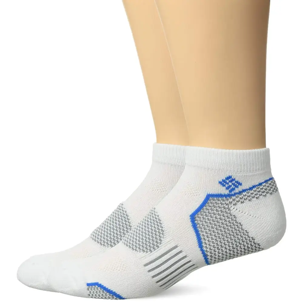 Columbia Mens 2 Pack Balance Point Walking Low Cut Socks White Shoe Size 6-12 - White / 6-12