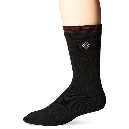Columbia Mens 2 Pack Fleece Lined Thermal Crew Socks Black Shoe Size 6-12 - Black / 6-12