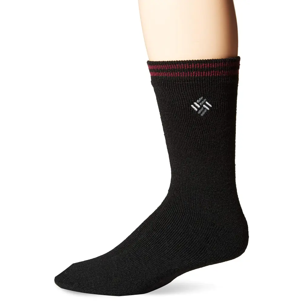 Columbia Mens 2 Pack Fleece Lined Thermal Crew Socks Black Shoe Size 6-12 - Black / 6-12