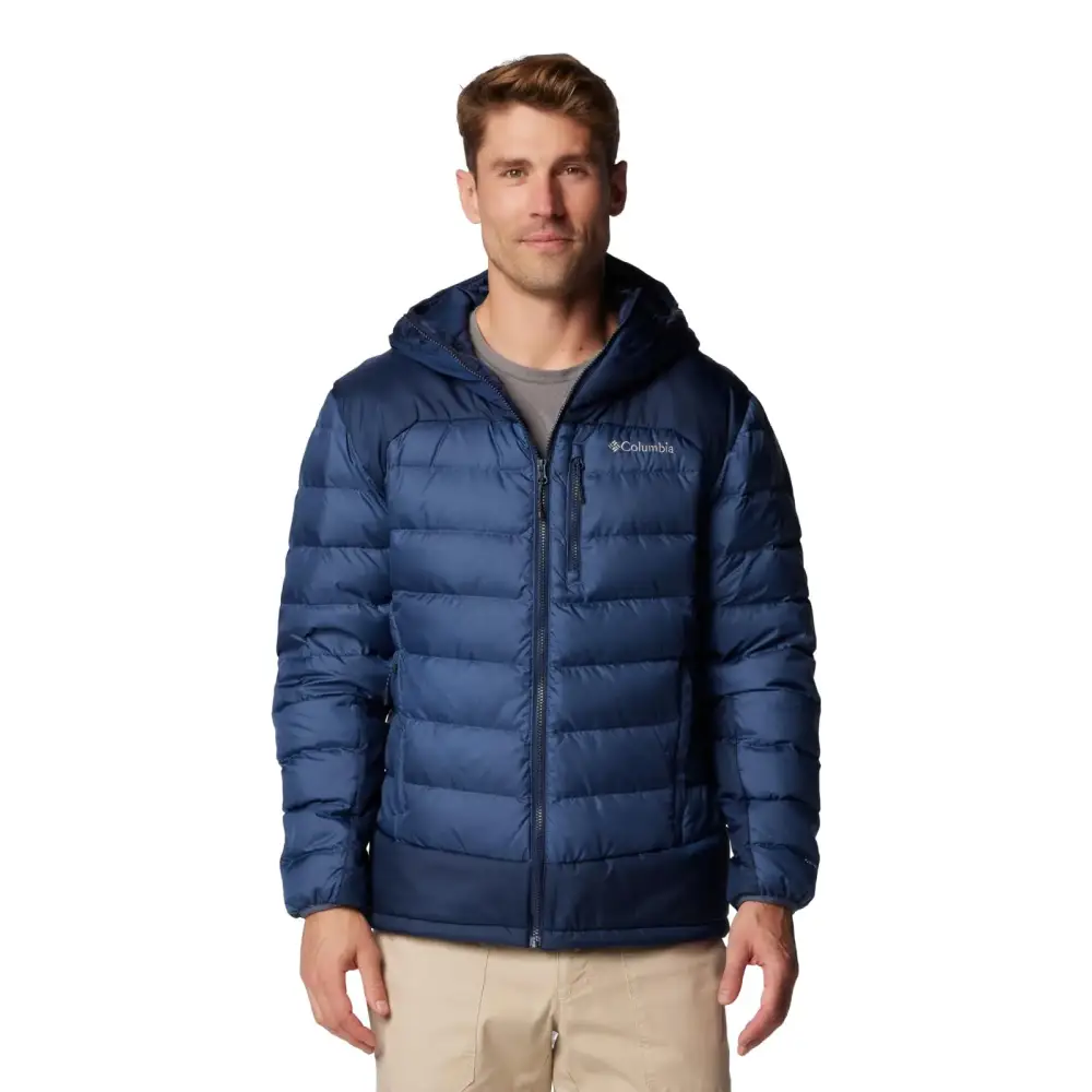 Columbia Mens Autumn Park II Down Hooded Jacket Dark Mountain/Collegiate Navy Small - Dark Mountain/Collegiate Navy