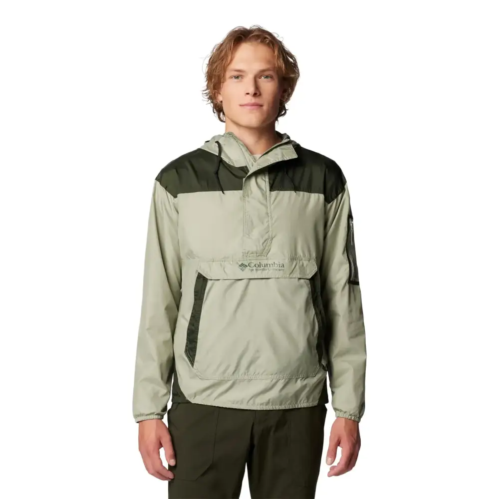 Columbia Mens Challenger II Windbreaker Safari/Greenscape Medium - n/a