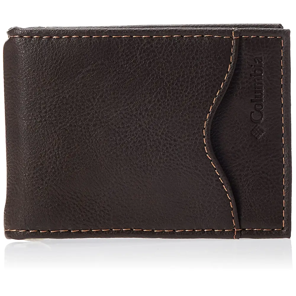 Columbia Mens Leather Front Pocket Wallet Card Holder for Travel - Merino Brown / One Size
