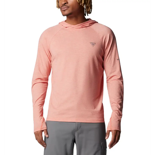 Columbia Mens PFG Uncharted Hoodie Faded Peach Heather X-Large Tall - Faded Peach Heather / X-Large Tall