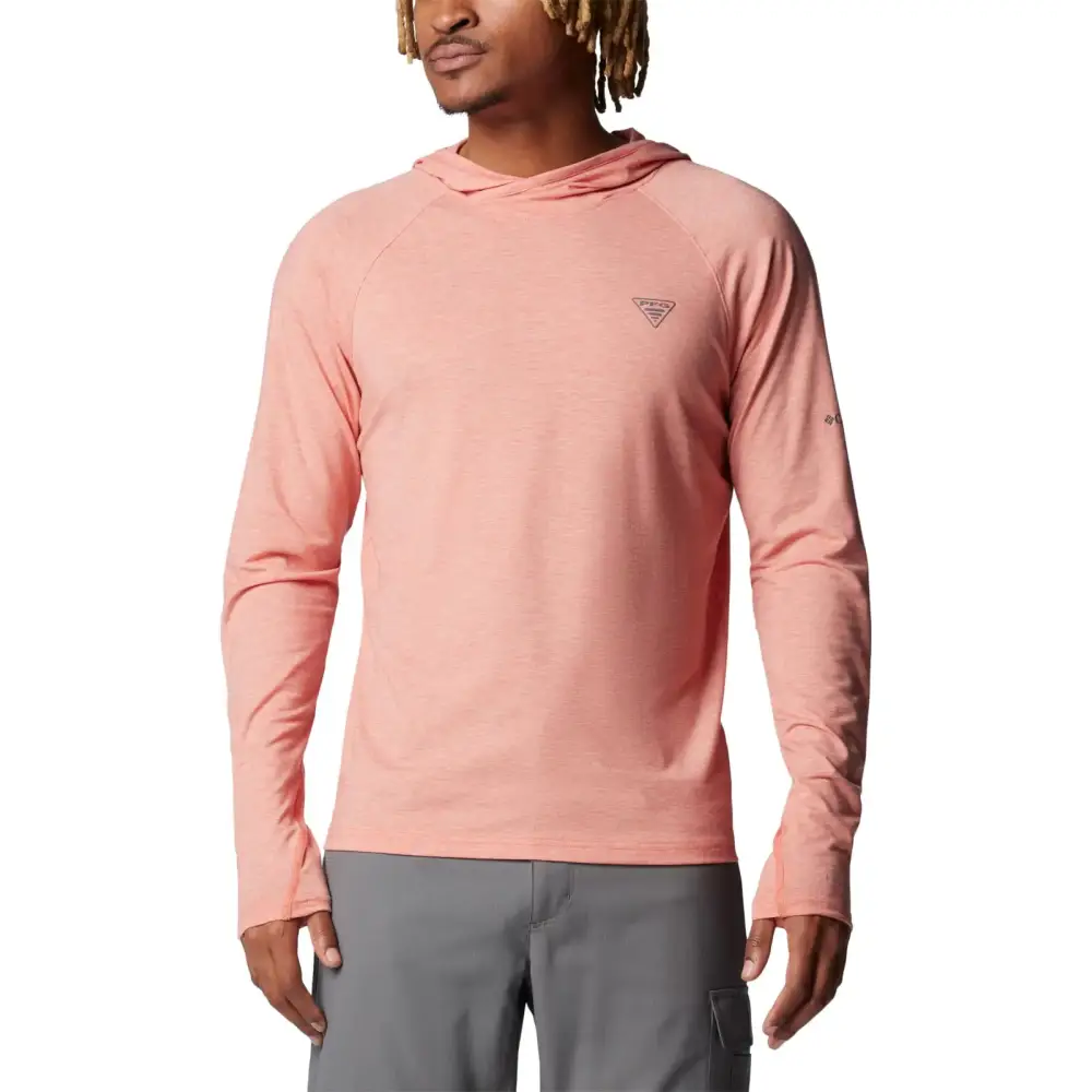 Columbia Mens PFG Uncharted Hoodie Faded Peach Heather X-Large Tall - Faded Peach Heather / X-Large Tall