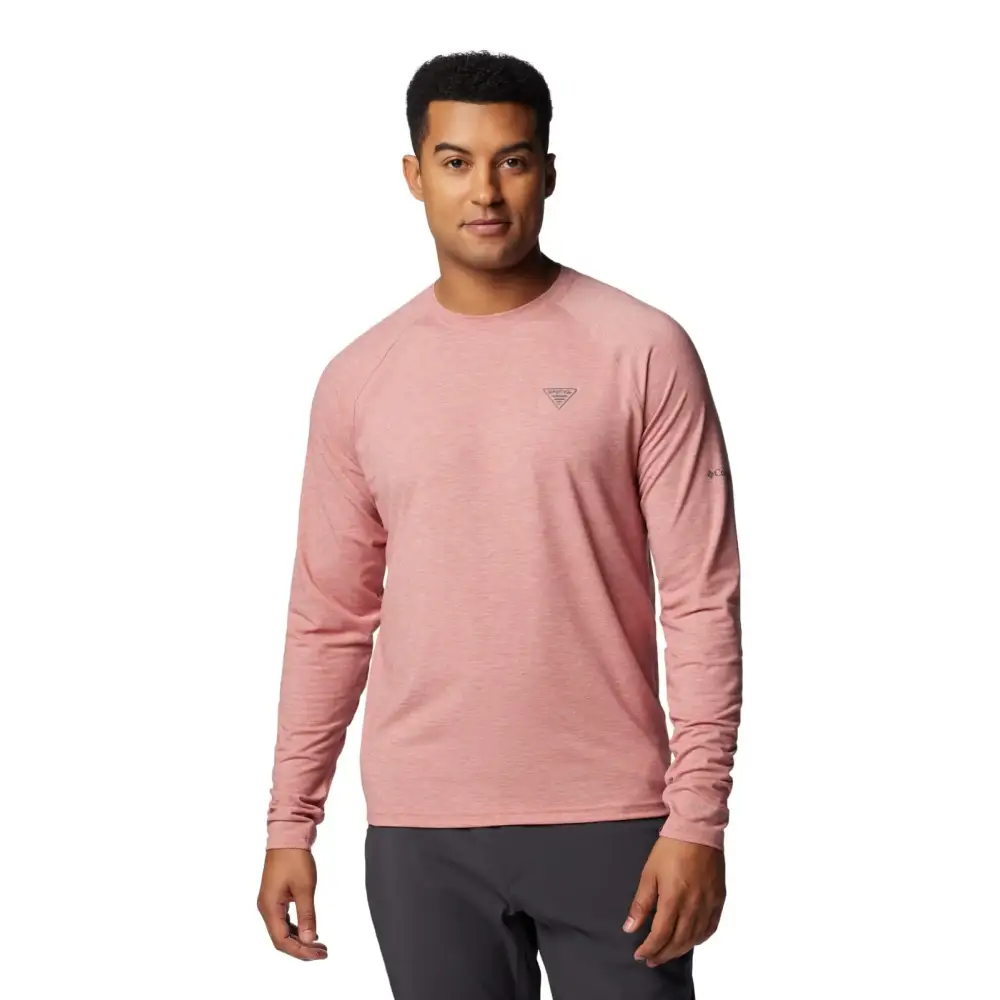 Columbia Mens PFG Uncharted Long Sleeve Sandalwood Pink Heather Medium - Sandalwood Pink Heather / Medium