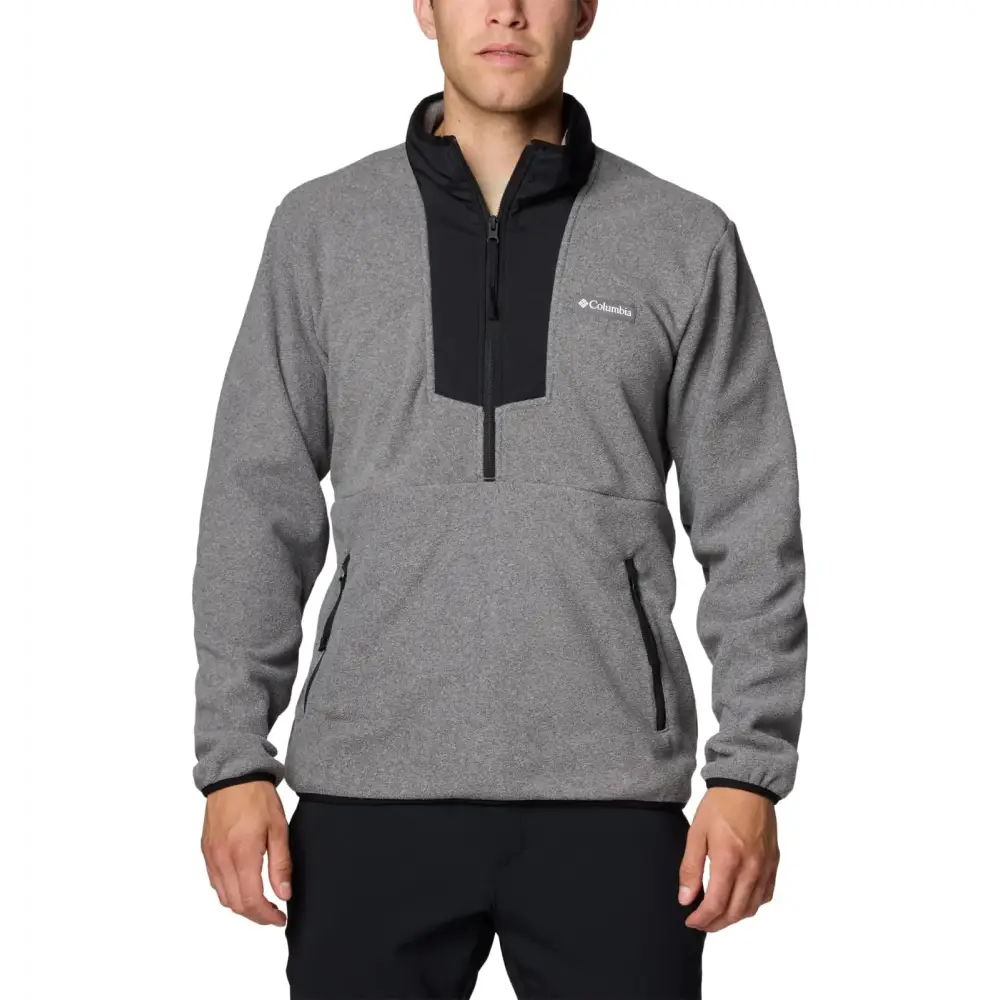 Columbia Mens Sequoia Grove Half Zip Fleece City Grey Heather/Black X-Small - City Grey Heather/Black / X-Small