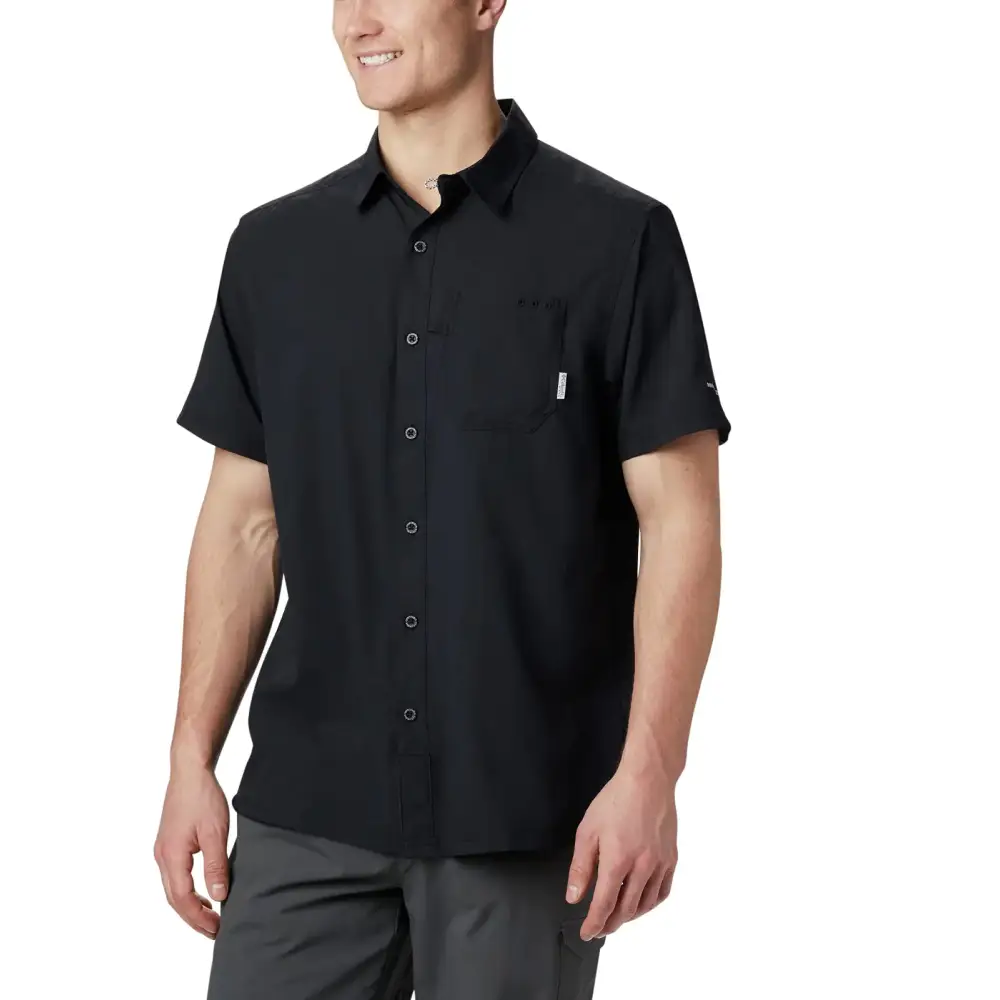 Columbia Mens Standard Slack Tide Camp Shirt Black Small - Black / Small