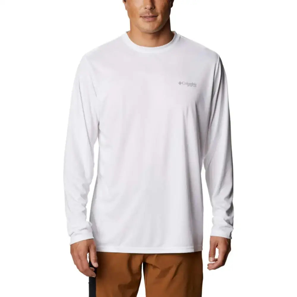 Columbia Mens Standard Terminal Tackle PFG Fish Flag LS White Collegiate Navy Medium - White/Collegiate Navy / Medium