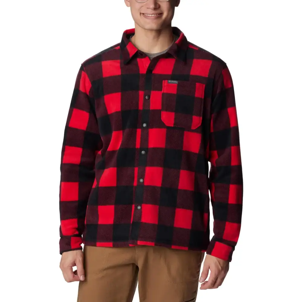 Columbia Mens Steens Mountain Printed Shirt Jacket Mountain Red Check Print 5X Big - Mountain Red Check Print / 5X