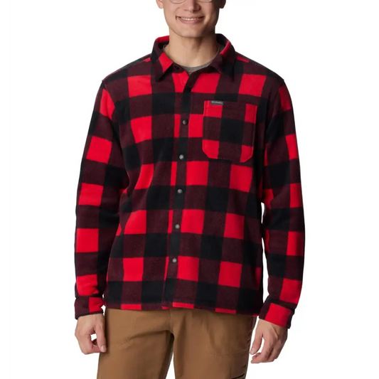 Columbia Mens Steens Mountain Printed Shirt Jacket Mountain Red Check Print 5X Big - Mountain Red Check Print / 5X
