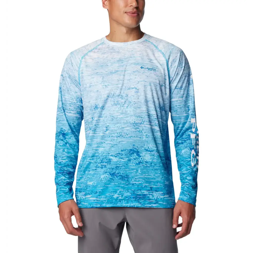 Columbia Mens Super Terminal Tackle Long Sleeve Shirt Ocean Blue/Digiscale Fade XX-Large - Ocean Blue/Digiscale Fade