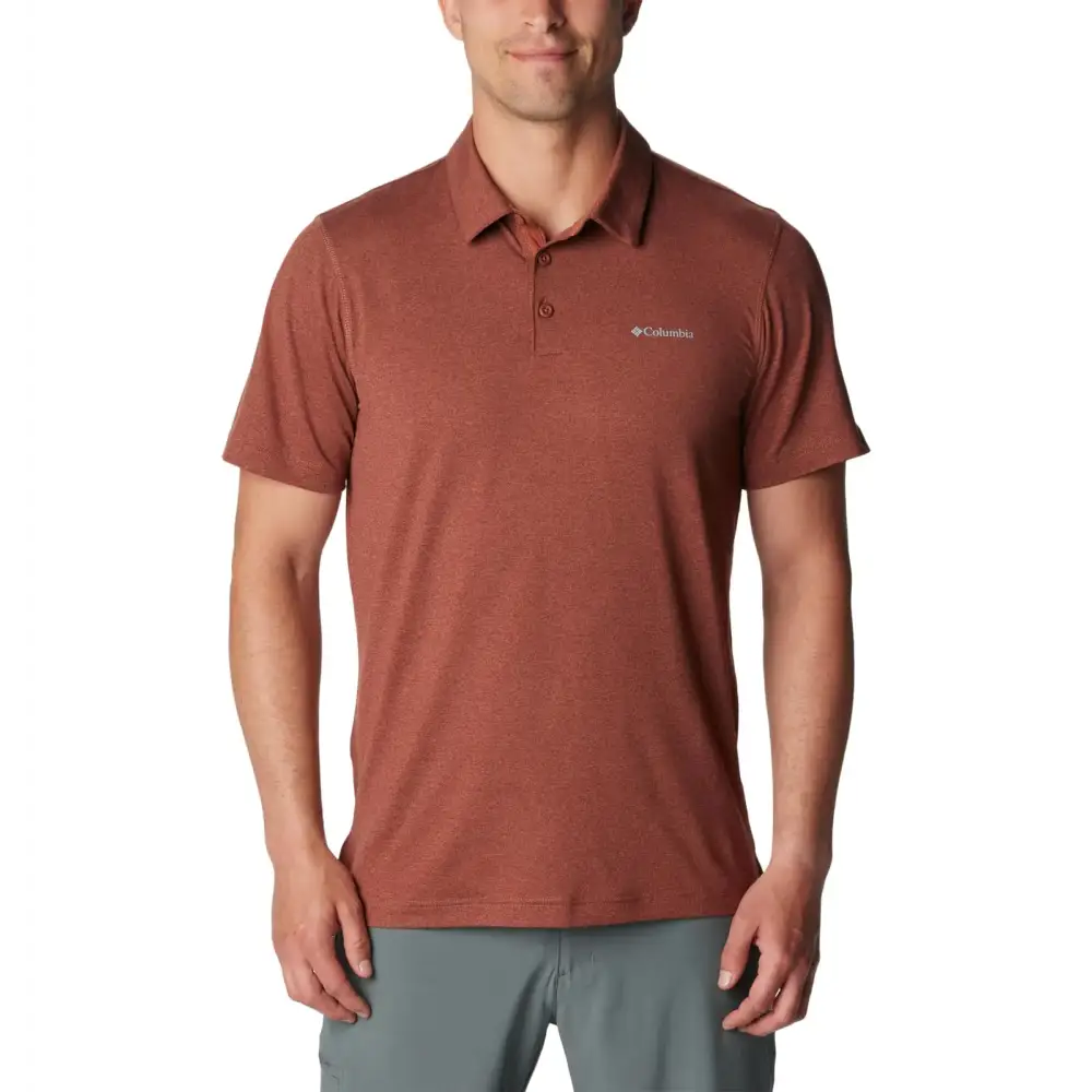 Columbia Mens Tech Trail Polo Auburn Heather Medium - Auburn Heather / Medium