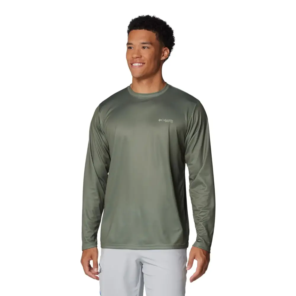 Columbia Mens Terminal Tackle PFG Line Time Long Sleeve Cypress/POW Hex Small - Cypress/Pow Hex / Small