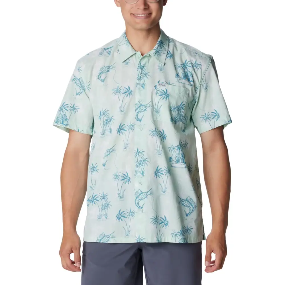 Columbia Mens Trollers Best Short Sleeve Shirt ICY Morn/Scribbled X-Large - Icy Morn/Scribbled / X-Large