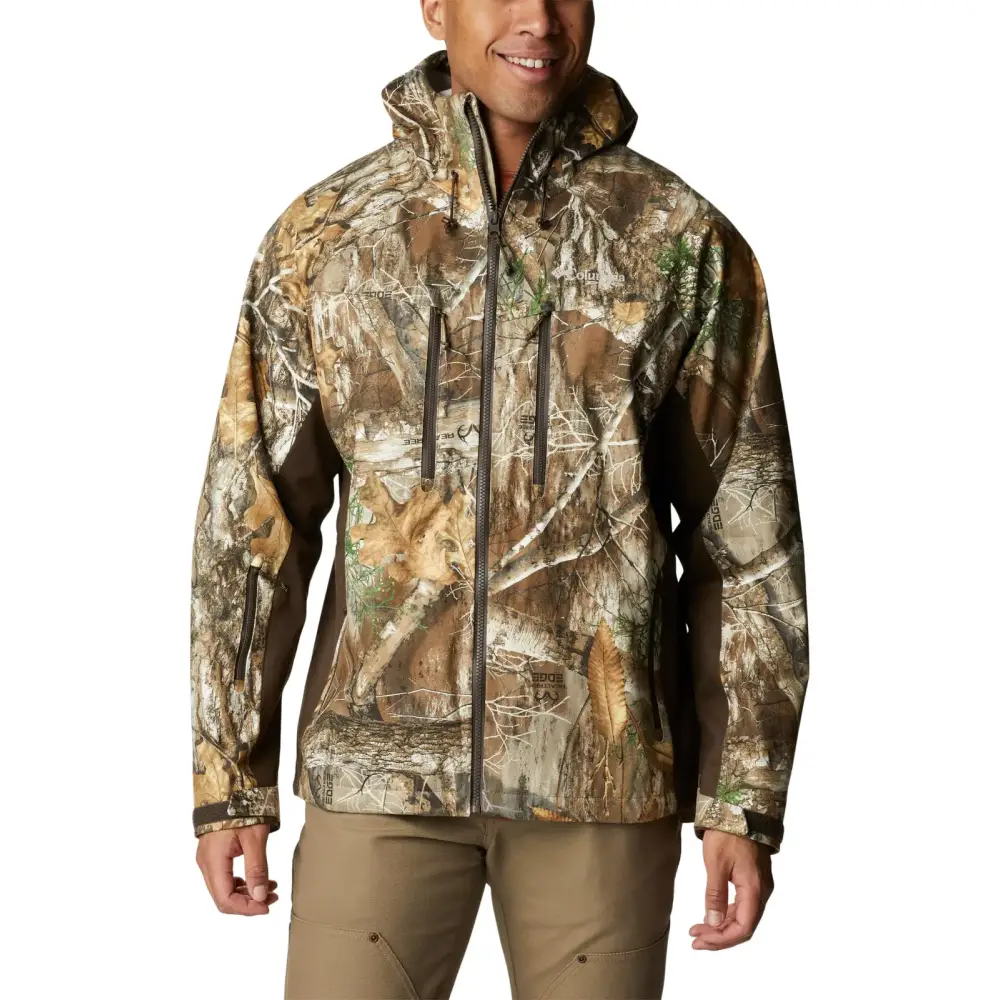 Columbia Mens Trophy Rack Silent Rain Jacket Realtree Edge Medium - Realtree Edge / Medium