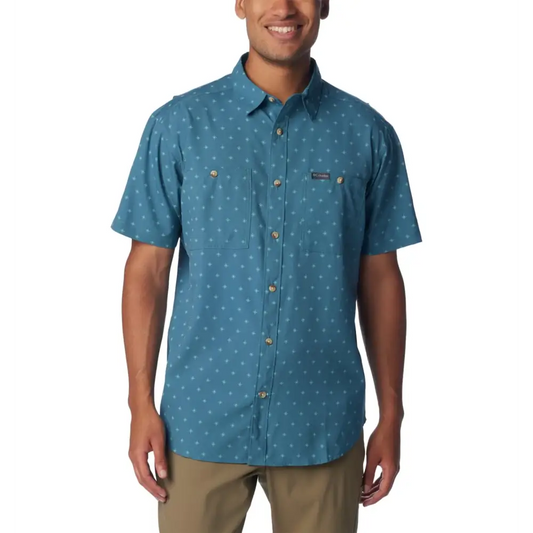 Columbia Mens Utilizer Printed Woven Short Sleeve Cloudburst Dawn Dot XX-Large - Cloudburst Dawn Dot / XX-Large