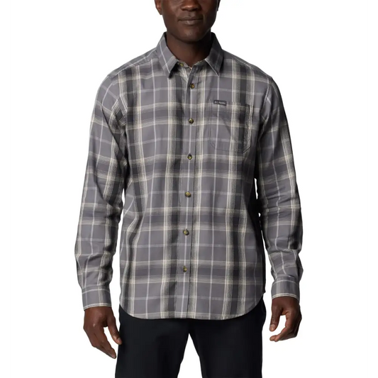 Columbia Mens Vapor Ridge III Long Sleeve Shirt City Grey/Black Tartan Ombre 1X Big - City Grey/Black Tartan Ombre / 1X