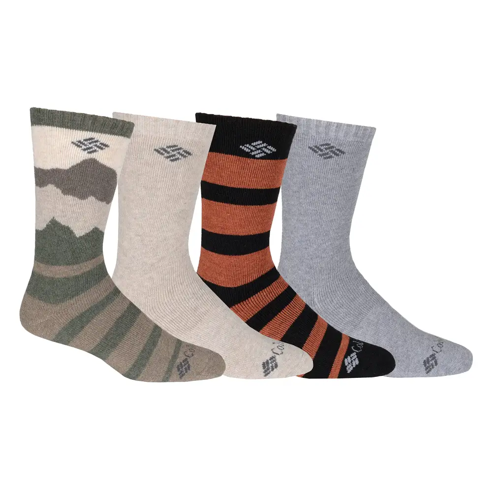 Columbia Mountain View Wool Crew 4-Pair Brown/Khaki/Charcoal/Black 10-13 (Shoe Size 6-12 US Mens) - n/a