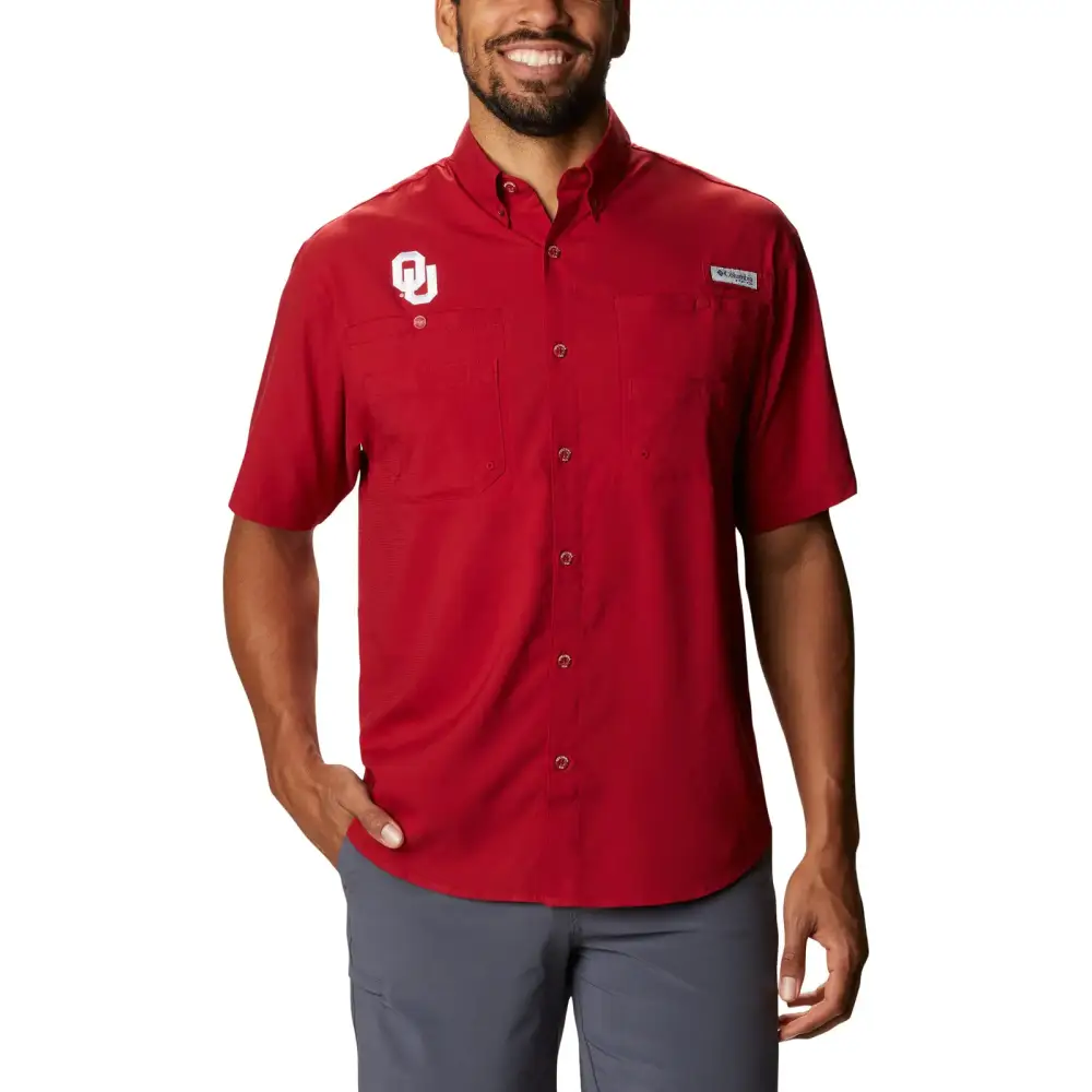 Columbia NCAA Oklahoma Sooners Mens Tamiami Short Sleeve Shirt Medium OK - Red Velvet - Oklahoma Sooners / Ok - Red