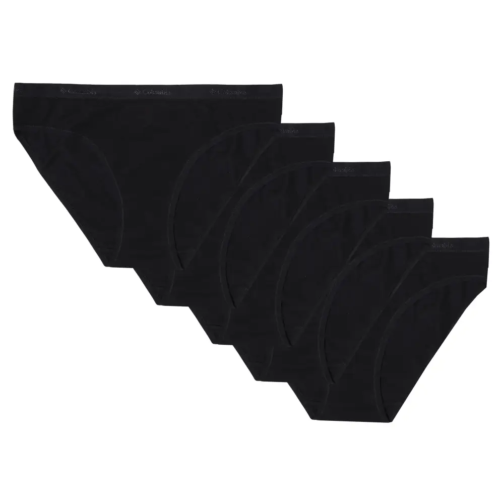 Columbia Sports Womens 4-Way Stretch Cotton Bikini 5-Pack Black X-Large - Black / X-Large