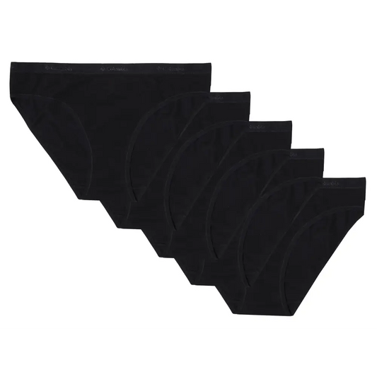 Columbia Sports Womens 4-Way Stretch Cotton Bikini 5-Pack Black X-Large - Black / X-Large