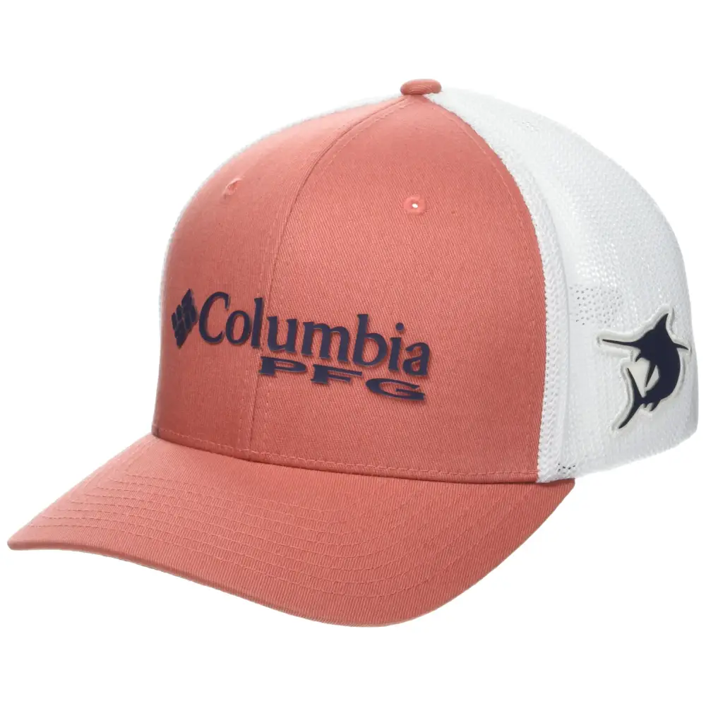 Columbia Unisex PFG Logo Mesh Ball Cap Faded Peach/White XX-Large - Faded Peach/White / XX-Large