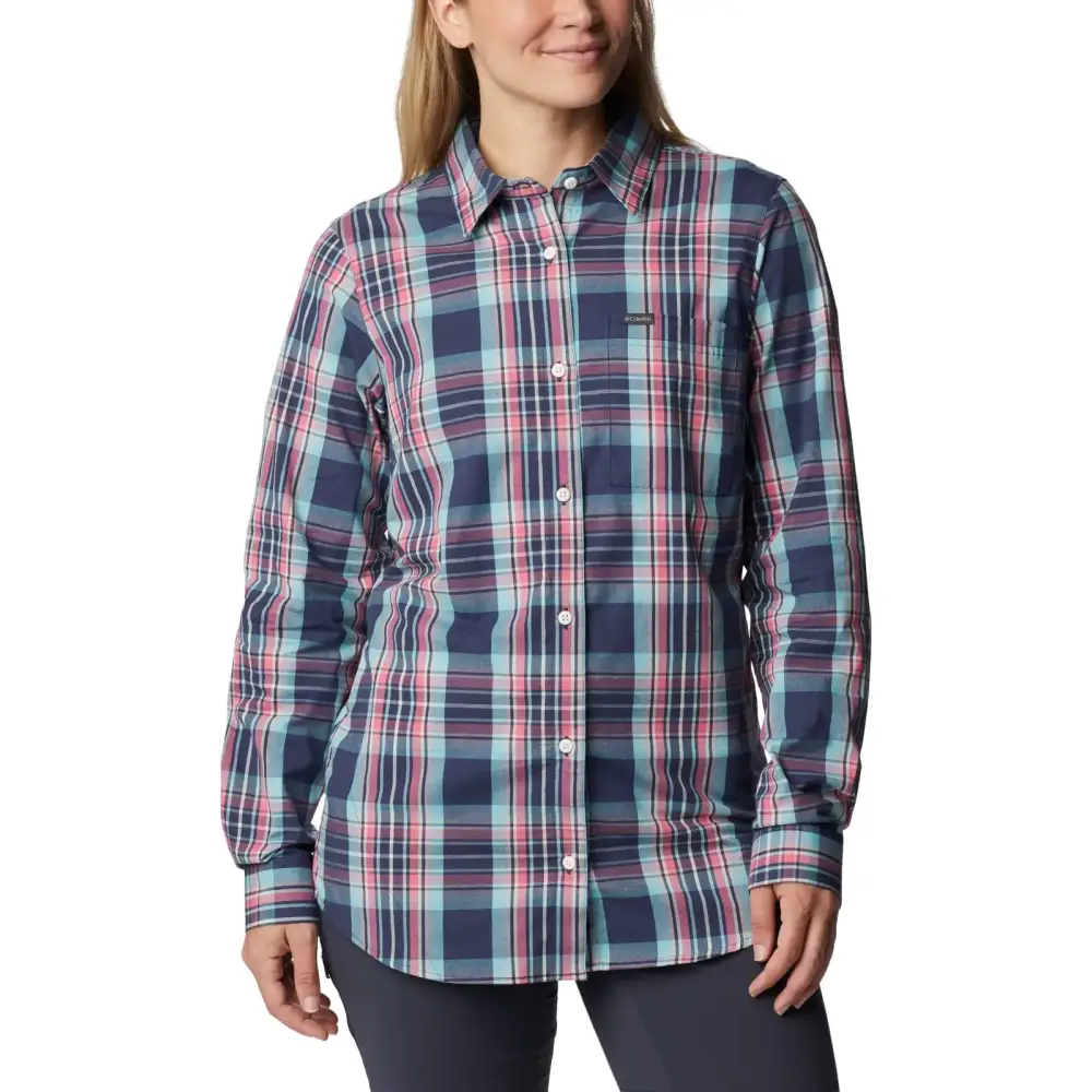 Columbia Womens Anytime Patterned Long Sleeve Shirt Nocturnal CSC Tartan X-Large - Nocturnal Csc Tartan / X-Large