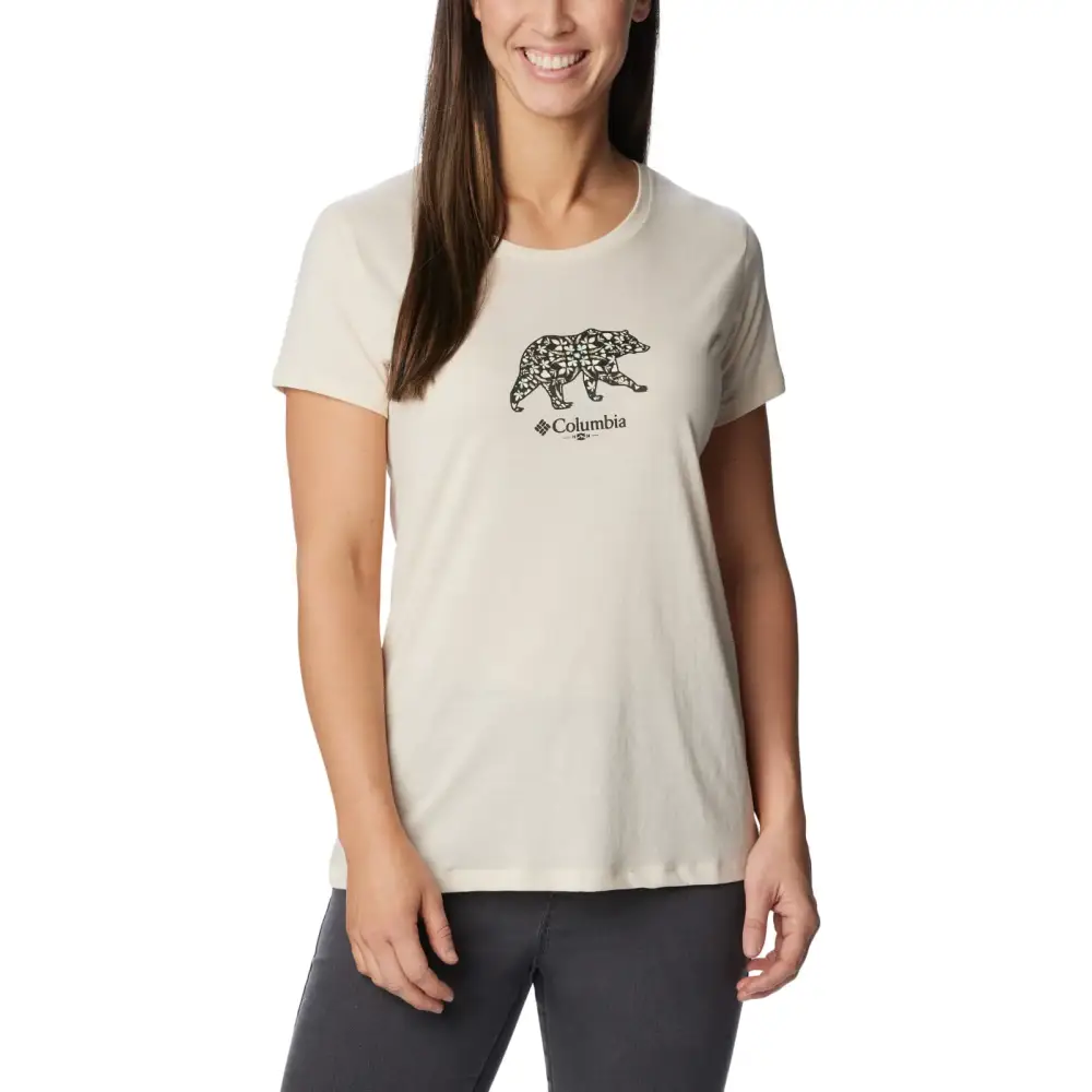 Columbia Womens Daisy Days Short Sleeve Graphic Tee Chalk/Bearly Polarized X-Small - White / X-Small