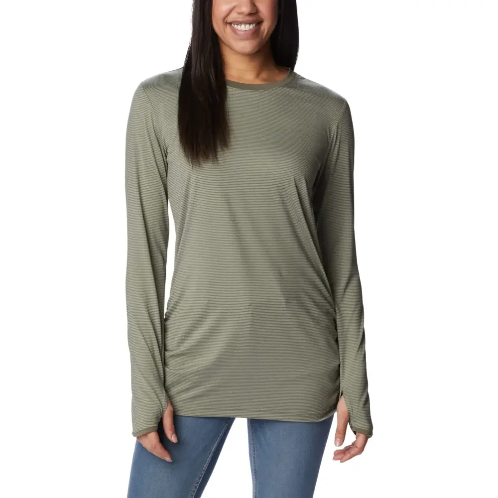 Columbia Womens Leslie Falls Long Sleeve Stone Green Small - Stone Green / Small