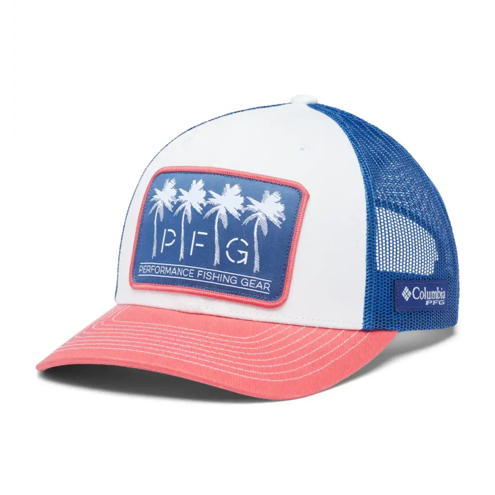 Columbia Womens PFG Mesh Ball Cap White/Sunset Rd/Carbon/PFG Las Palmas One Size - White/Sunset Rd/Carbon/Pfg Las