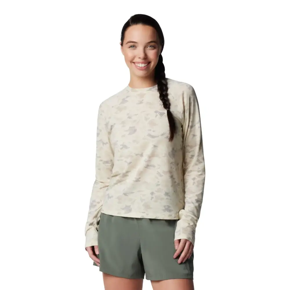 Columbia Womens PFG Uncharted Knit Long Sleeve Stone Uncharted Waters X-Small - Stone Uncharted Waters / X-Small