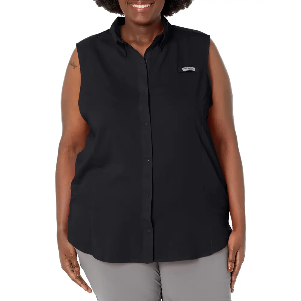 Columbia Womens Plus Size Tamiami Sleeveless Shirt Black 1X - Black / 1X