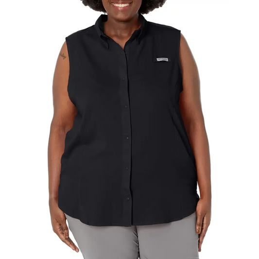 Columbia Womens Plus Size Tamiami Sleeveless Shirt Black 1X - Black / 1X
