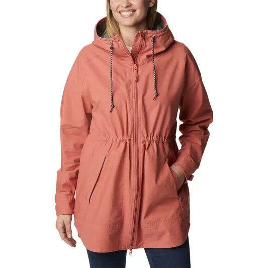 Columbia Womens Sage Lake Long Lined Jacket Dark Coral Small - Dark Coral / Small