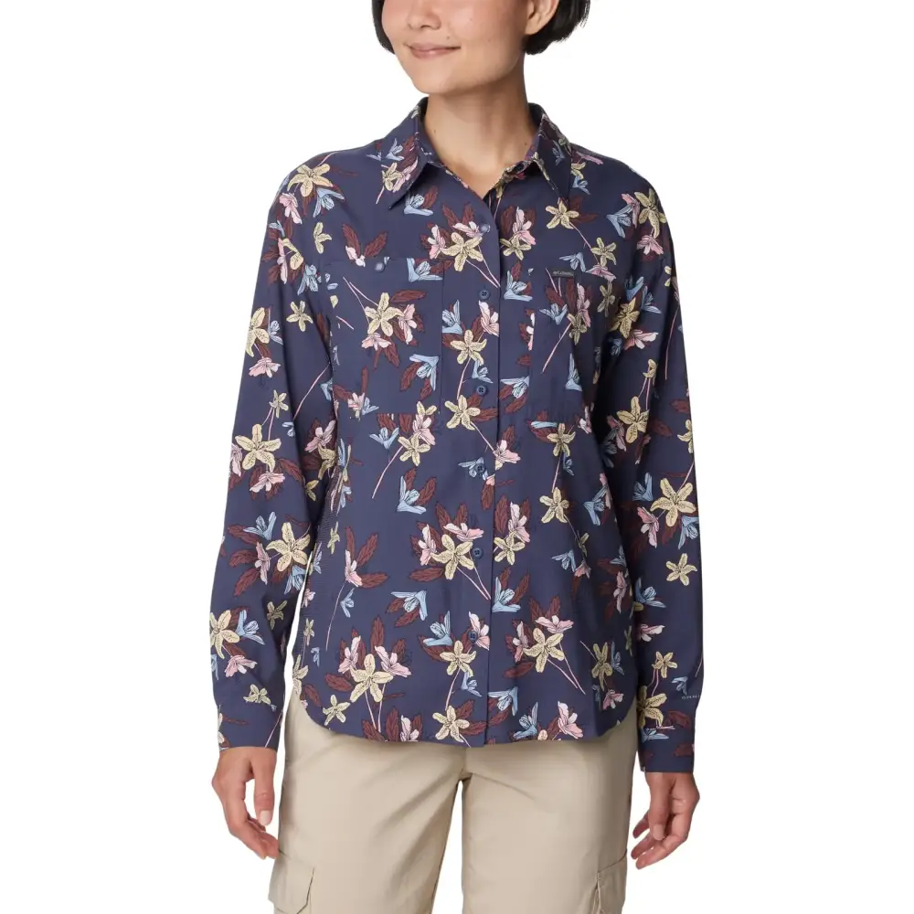 Columbia Womens Silver Ridge Utility Patterned Long Sleeve Shirt Nocturnal Tiger Lilies 1X - Nocturnal Tiger Lilies / 1X