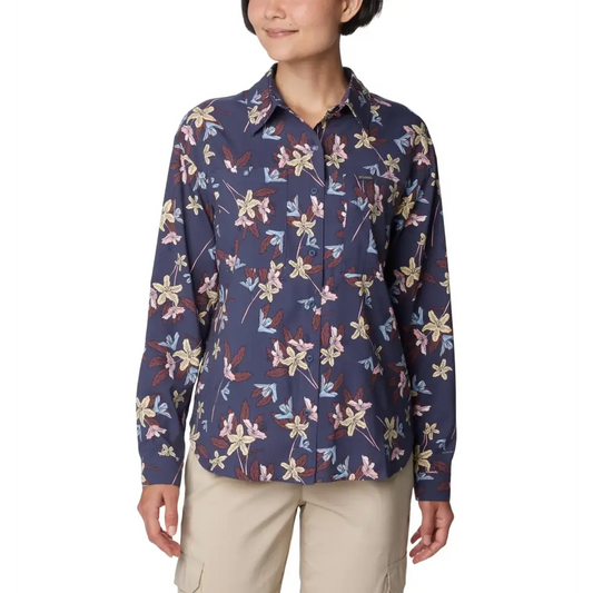 Columbia Womens Silver Ridge Utility Patterned Long Sleeve Shirt Nocturnal Tiger Lilies 1X - Nocturnal Tiger Lilies / 1X