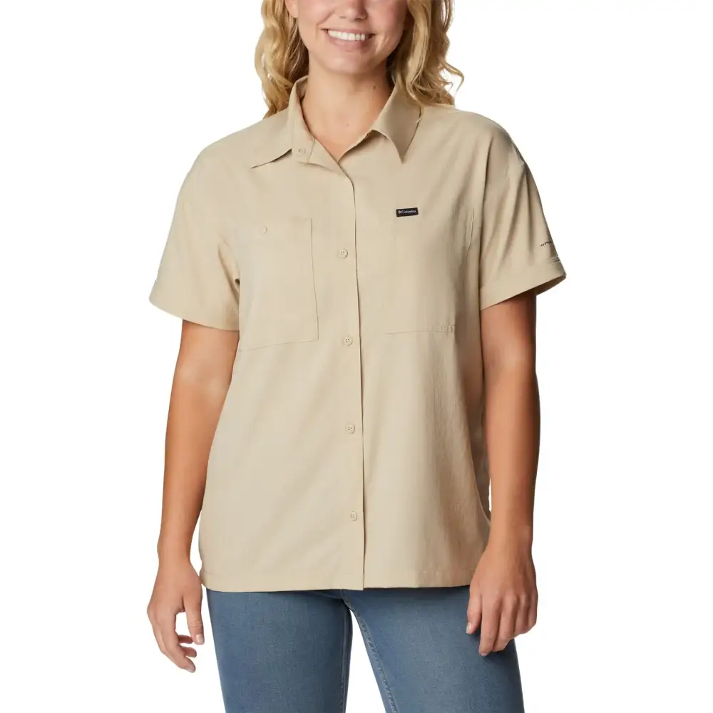 Columbia Womens Silver Ridge Utility Short Sleeve Shirt Ancient Fossil Large - Ancient Fossil / Large