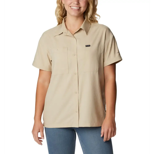 Columbia Womens Silver Ridge Utility Short Sleeve Shirt Ancient Fossil Large - Ancient Fossil / Large